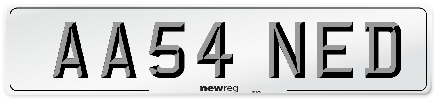AA54 NED Number Plate from New Reg